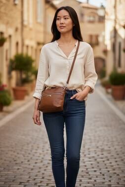 Rosetti Brown Floral Embroidered Crossbody Bag Faux Leather Shoulder Purse